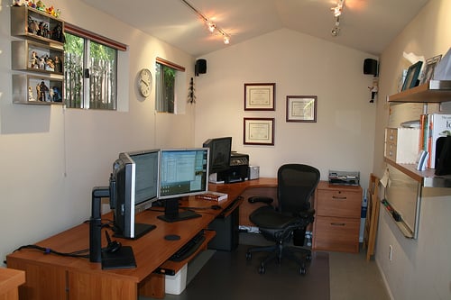 office inside shed 
